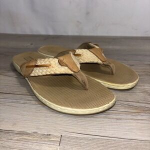 Womens 8 Sperry Parrotfish Flip-Flop Leather And Knit Upper Arch Support